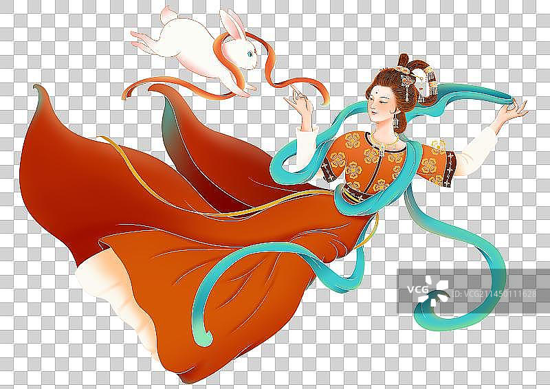 国风古风嫦娥奔月玉兔中秋节图片素材