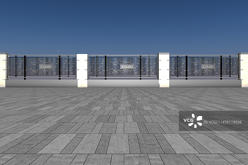 现代住宅小区室外围墙道路平台图片素材