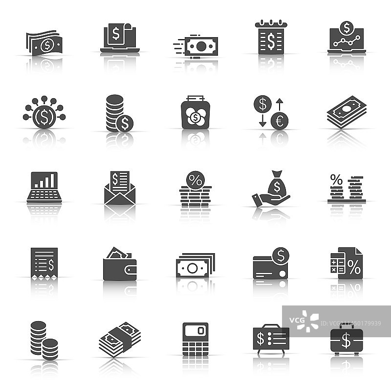 扁平风格金融支付图标集图片素材