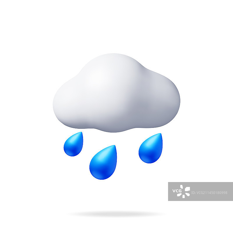 3D云朵雨滴图标图片素材