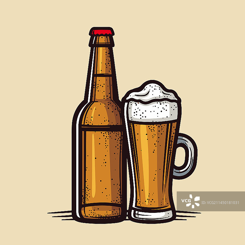 手绘漫画啤酒涂鸦图片素材