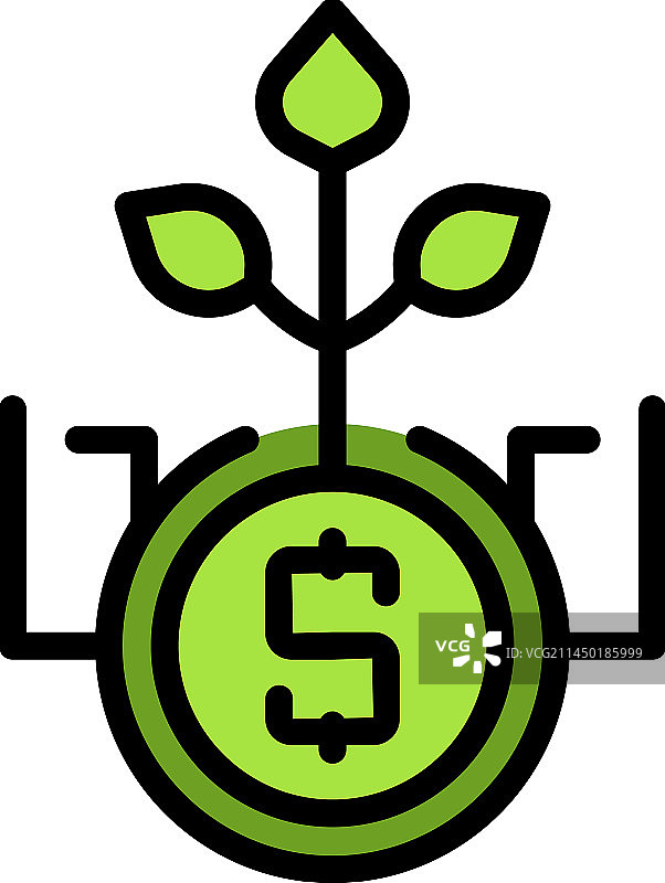 摇钱树生长图标（扁平风格）图片素材