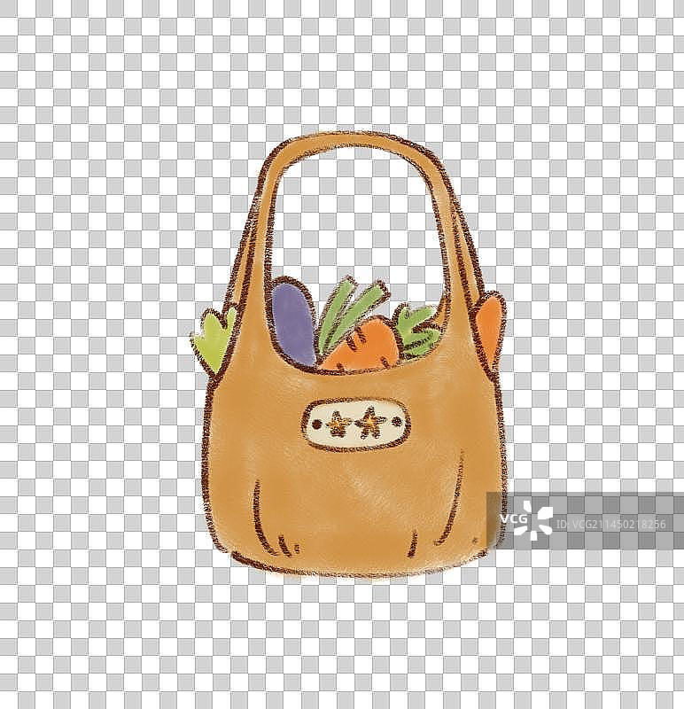 手绘卡通盛满蔬菜的袋子图片素材