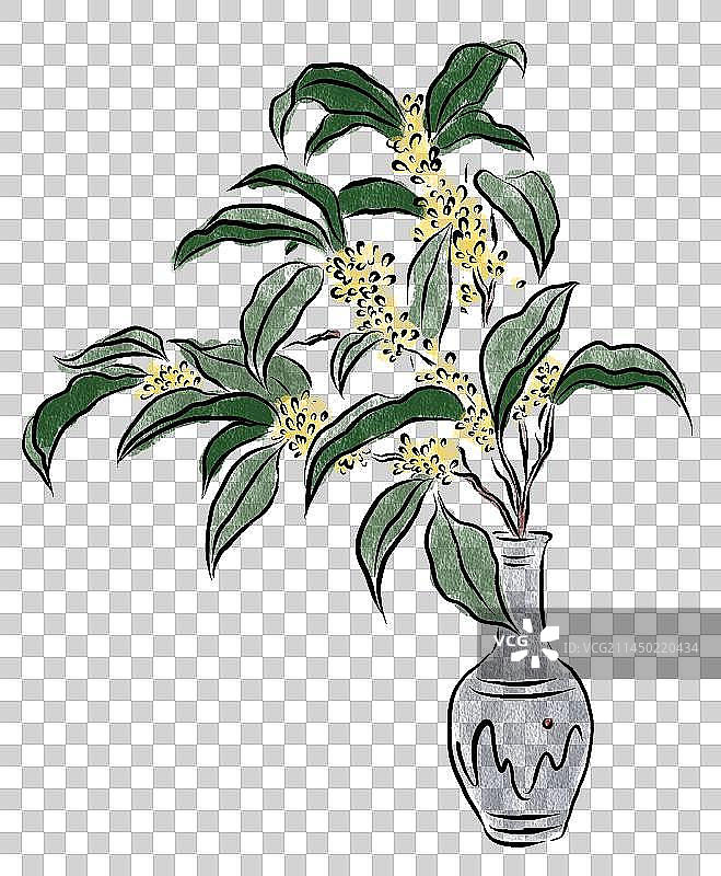 水墨水彩风格桂花花束图片素材