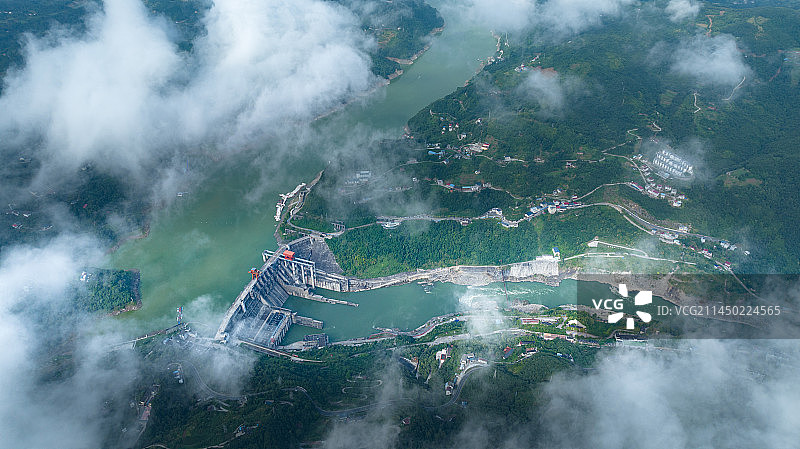 中国安康火石岩水电站大坝图片素材