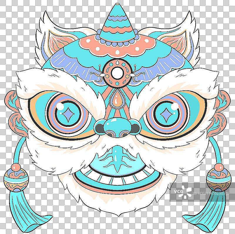 中国非遗文化传统元素醒狮图案国潮国风插画设计图片素材