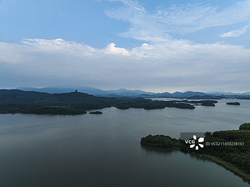 航拍安徽省池州市平天湖国家级湿地公园图片素材