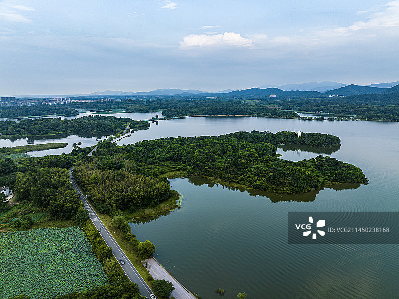 航拍安徽省池州市平天湖国家级湿地公园图片素材