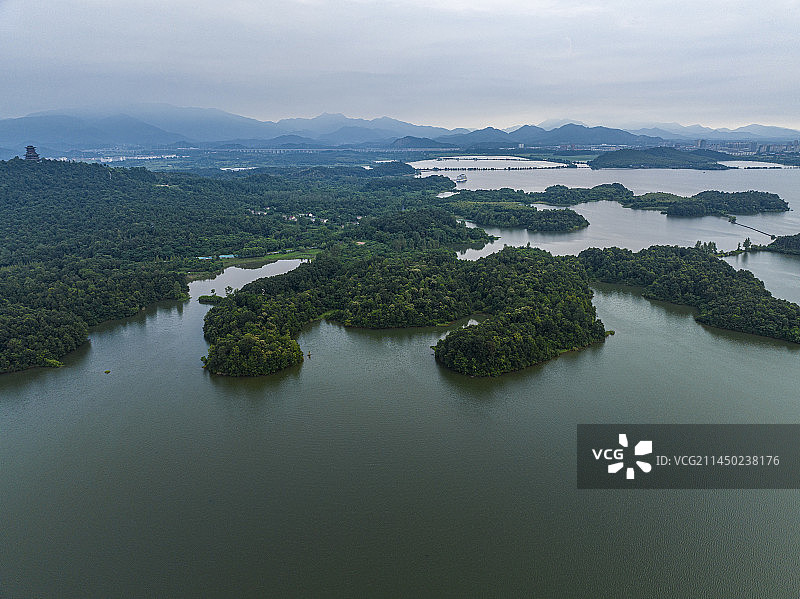 航拍安徽省池州市平天湖国家级湿地公园图片素材
