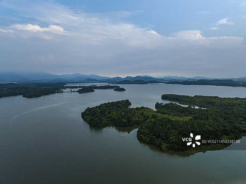 航拍安徽省池州市平天湖国家级湿地公园图片素材