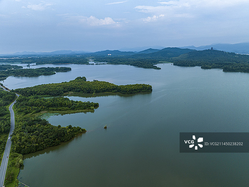 航拍安徽省池州市平天湖国家级湿地公园图片素材