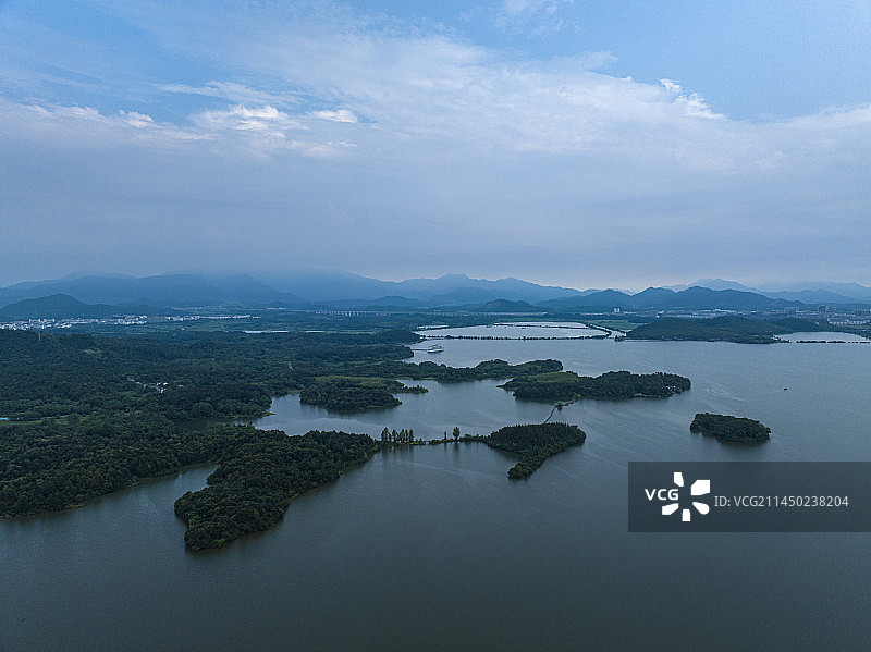 航拍安徽省池州市平天湖国家级湿地公园图片素材
