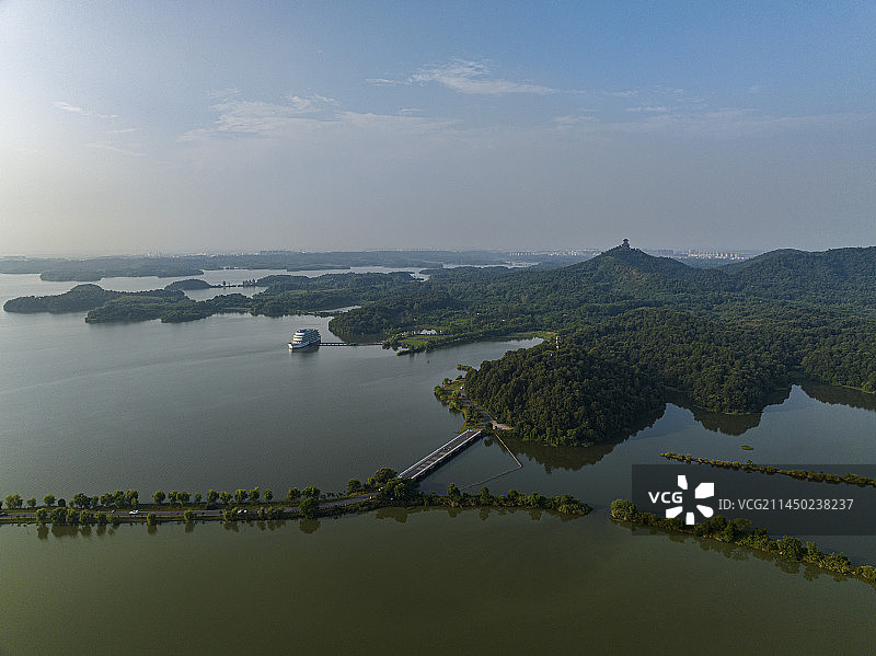 航拍安徽省池州市平天湖国家级湿地公园图片素材