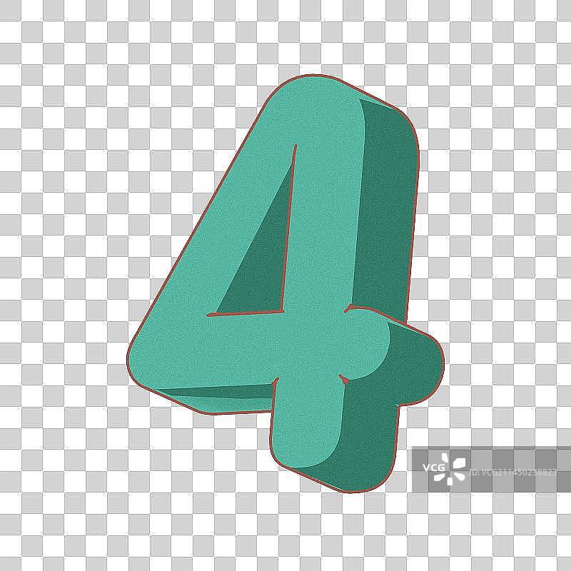 卡通手绘扁平风格数字4免抠元素图片素材