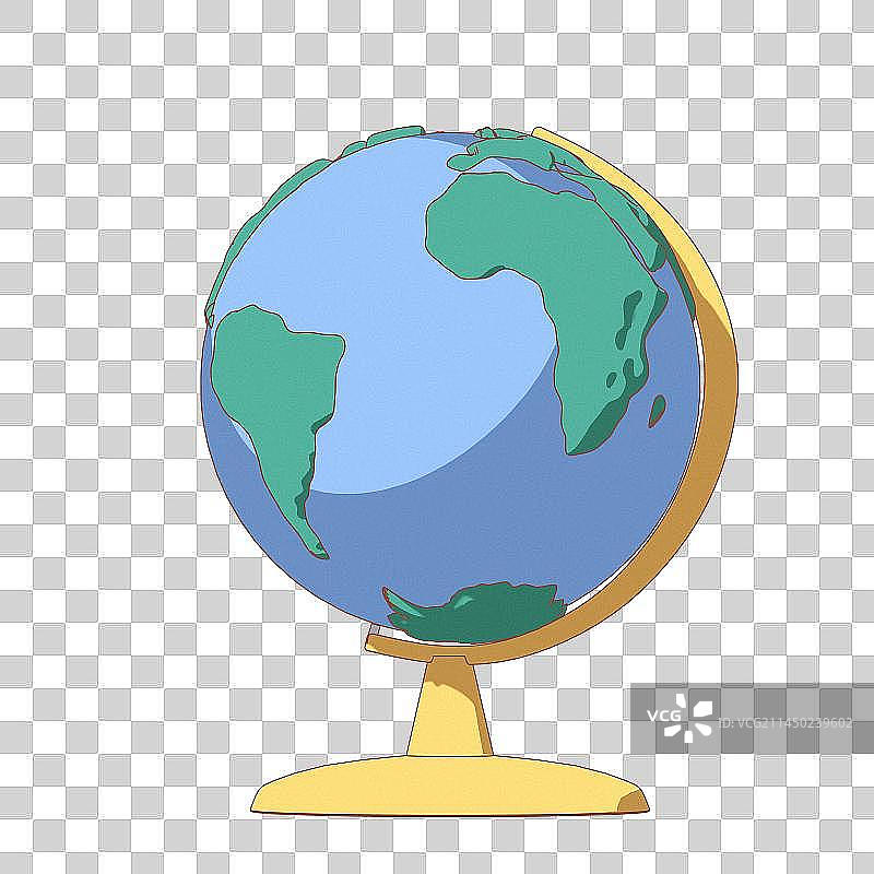 卡通扁平风格手绘地球仪图片素材