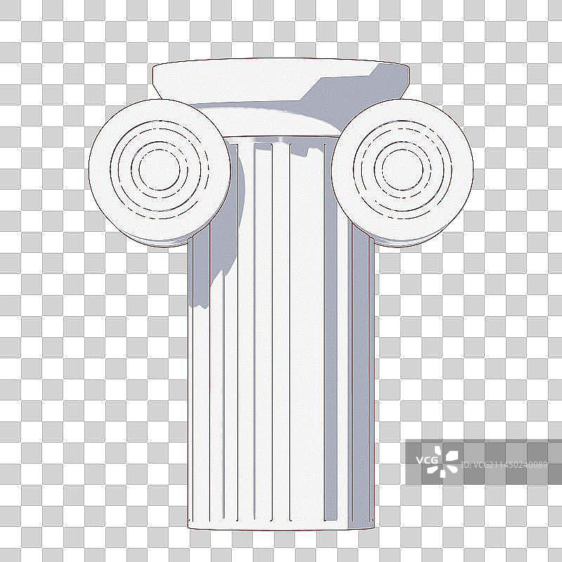 卡通扁平手绘风格爱奥尼亚石柱模型图片素材