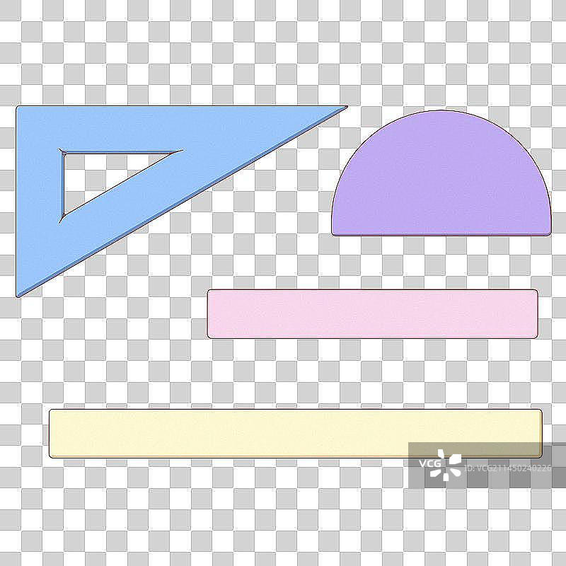 卡通扁平风格彩色数学文具尺子图片素材