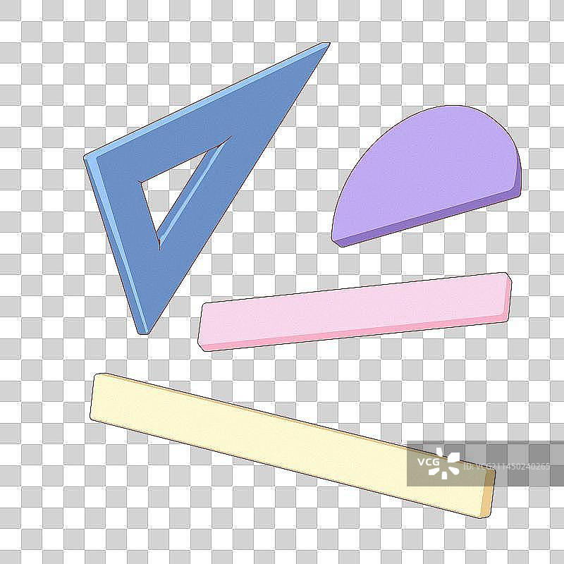 卡通扁平风格彩色数学文具尺子图片素材