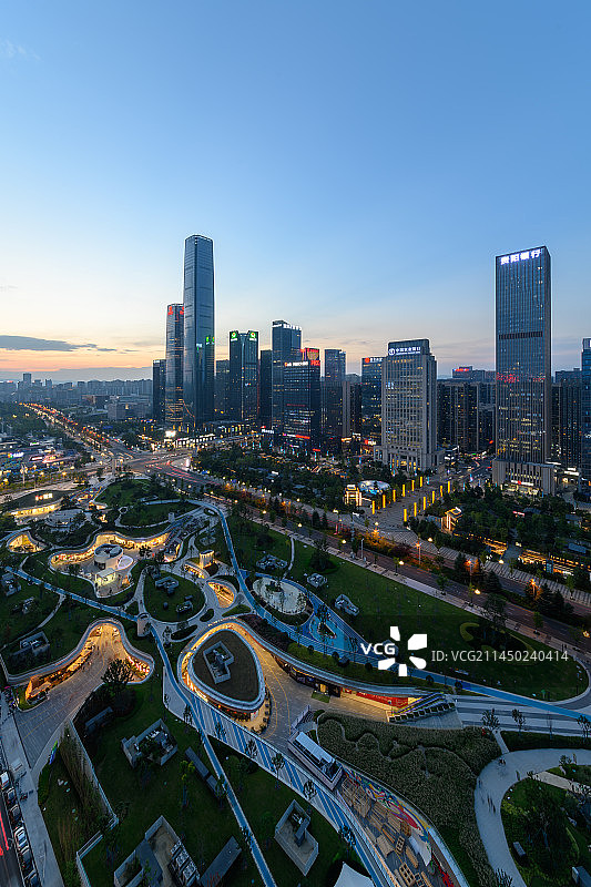 贵阳市观山湖区金融城日落全景图片素材