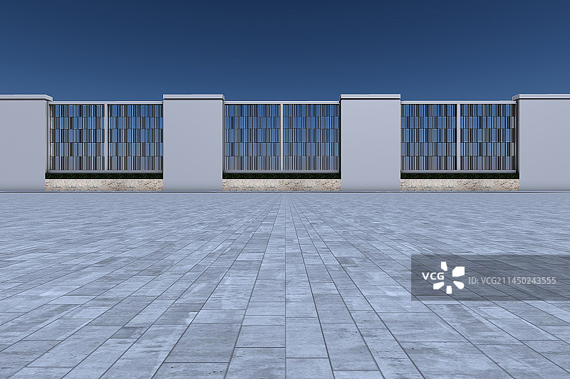 现代住宅小区室外围墙道路平台图片素材