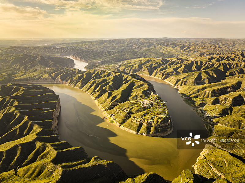 山西省忻州市偏关县乾坤湾景区航拍图片图片素材