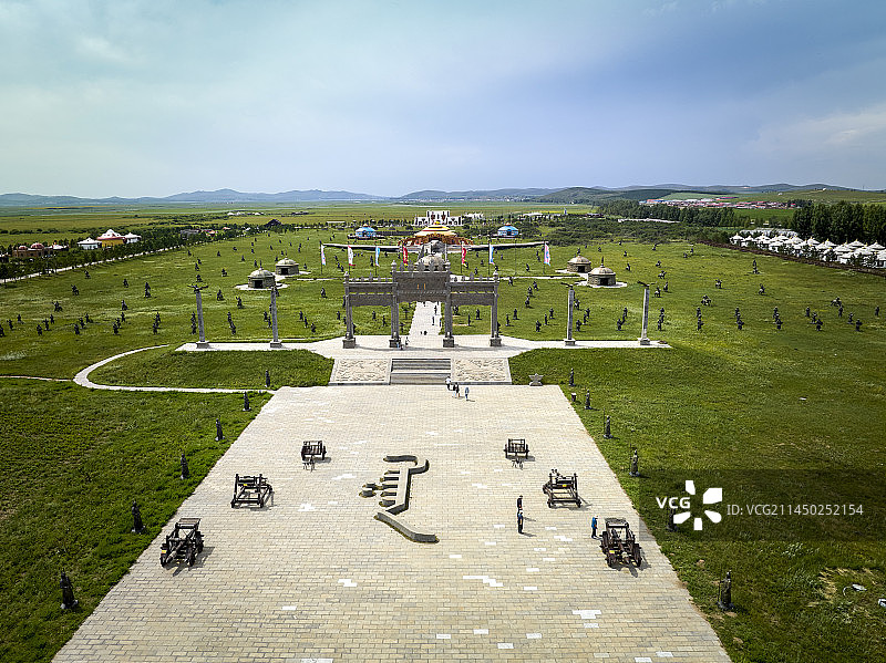 河北省承德市丰宁县大汗行宫景区航拍图片图片素材