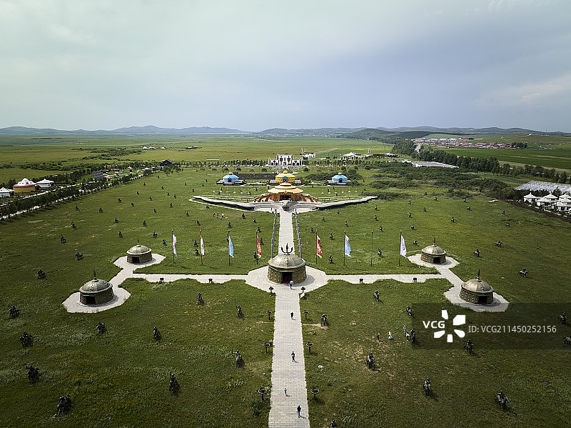 河北省承德市丰宁县大汗行宫景区航拍图片图片素材