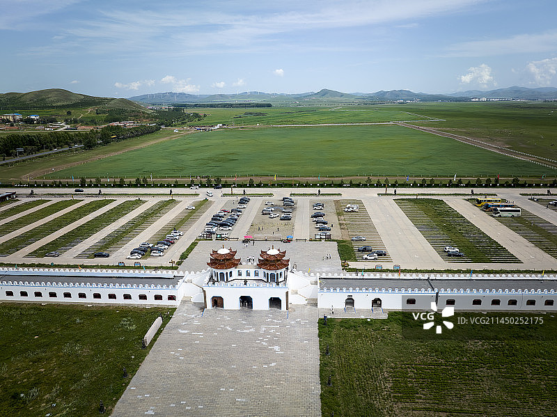 河北省承德市丰宁县大汗行宫景区航拍图片图片素材