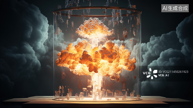 【AI数字艺术】爆炸蘑菇云震感背景图片素材