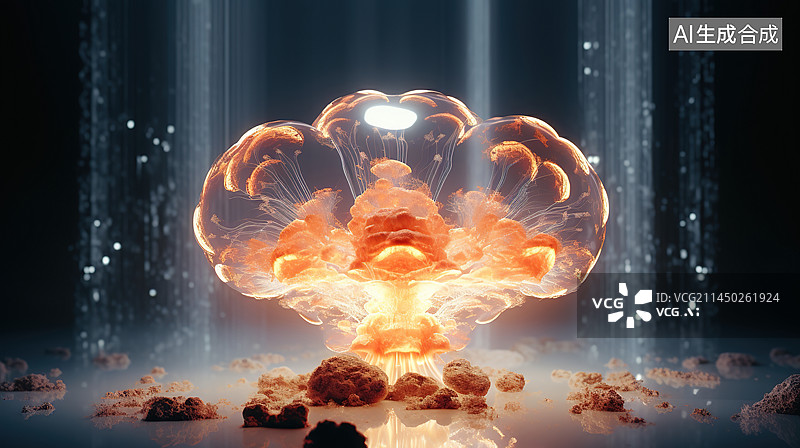 【AI数字艺术】爆炸蘑菇云震感背景图片素材