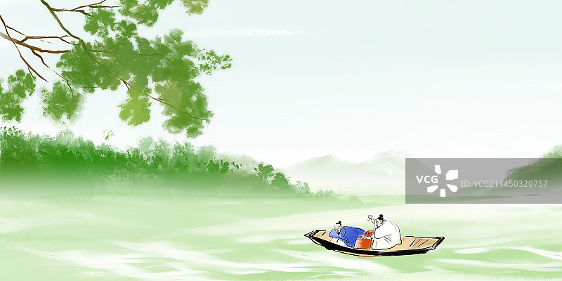 酒文化水彩国风插画图片素材