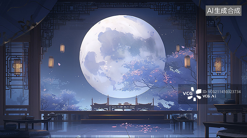 【AI数字艺术】速食水调歌头明月几时有意境画面图片素材