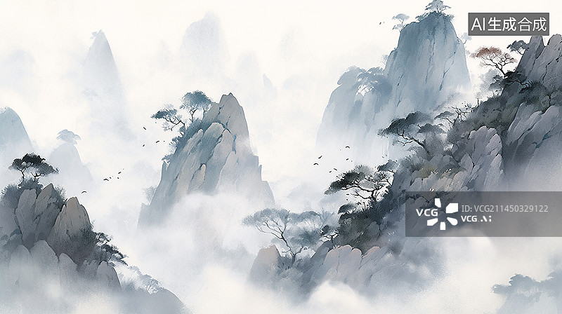 【AI数字艺术】苏轼题西林壁意境图片素材