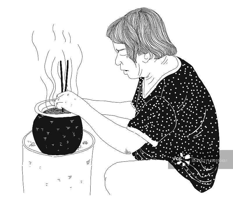 正在熬药的老人图片素材