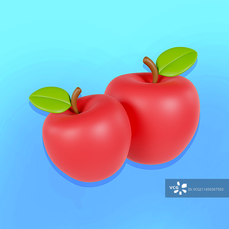 3D立体红苹果绿苹果水果插画图片素材