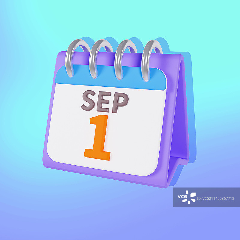 3D立体9月台历桌面摆件插画图片素材