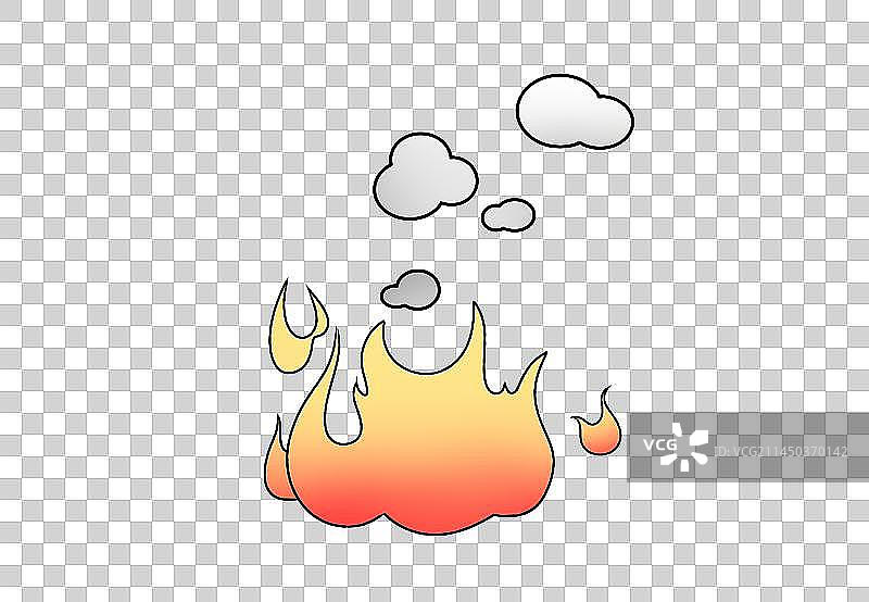 冒着烟的火焰，卡通手绘消防安全宣传教育系列素材图片素材