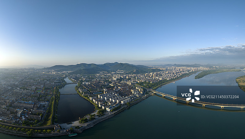 航拍襄阳汉江城市风光自然风景图片素材