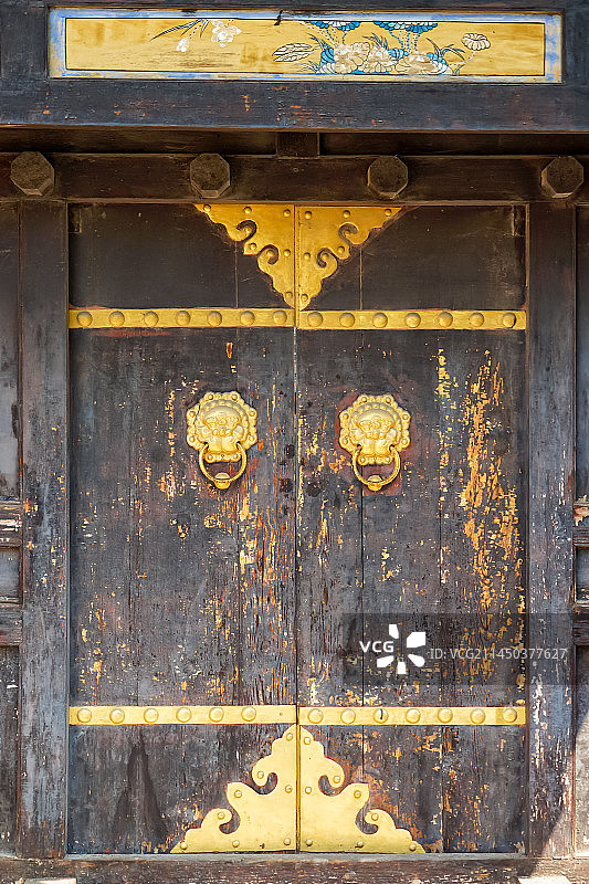 传统民居大门古建筑木雕艺术图片素材