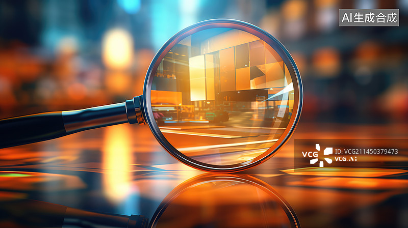 【AI数字艺术】团队分析问题提出解决方案，放大镜寻找人才招聘概念图图片素材