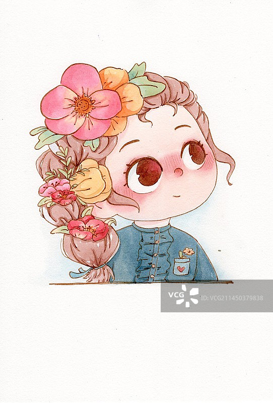 花辫子少女图片素材