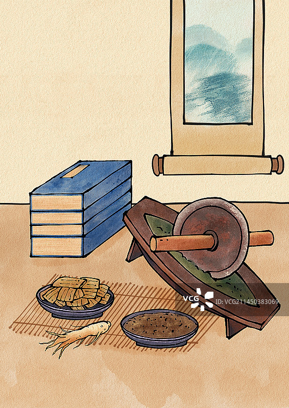 中医养生国风插画图片素材