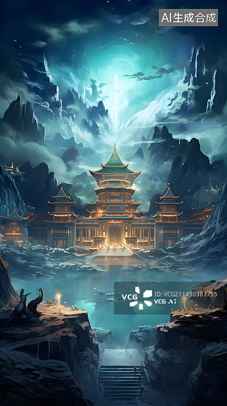 【AI数字艺术】中国风古代建筑图片素材