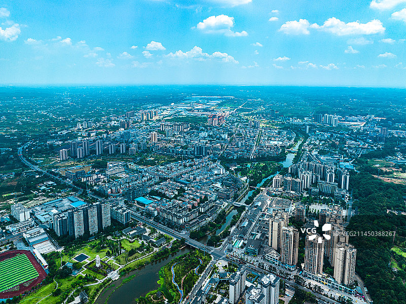 四川眉山丹棱县县城全景图片素材