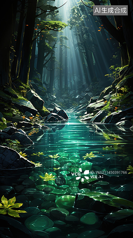 【AI数字艺术】绿野仙踪森林阳光图片素材