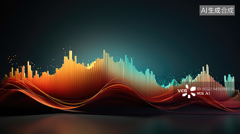 【AI数字艺术】数据增长的金融曲线模块3d渲染图片素材