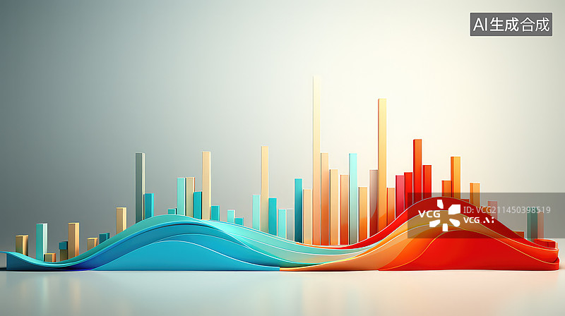【AI数字艺术】数据增长的金融曲线模块3d渲染图片素材