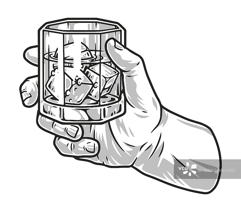 手持威士忌标志单色图片素材