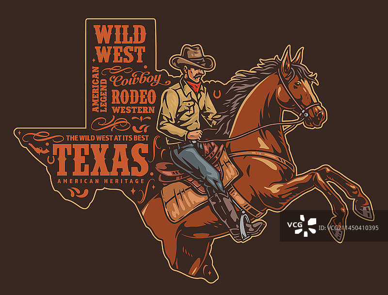 得克萨斯州牛仔复古宣传单图片素材