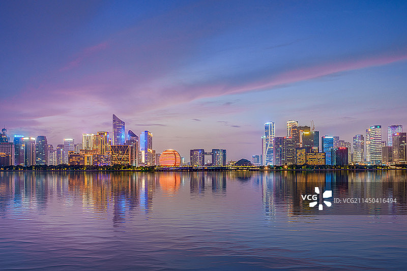 杭州城市夜景钱江新城图片素材